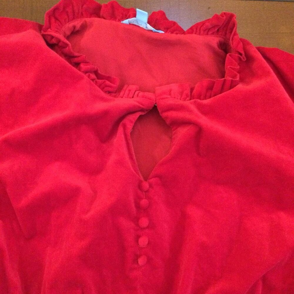 Draper James Red tiered a line dress 2x with tie velvety corduroy - Picture 5 of 12